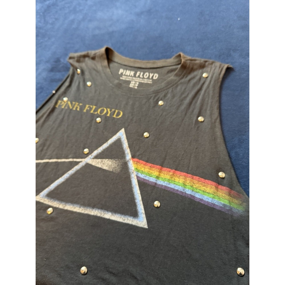Pink Floyd Dark Side Of The Moon Cropped Tank Top Studded Black Small